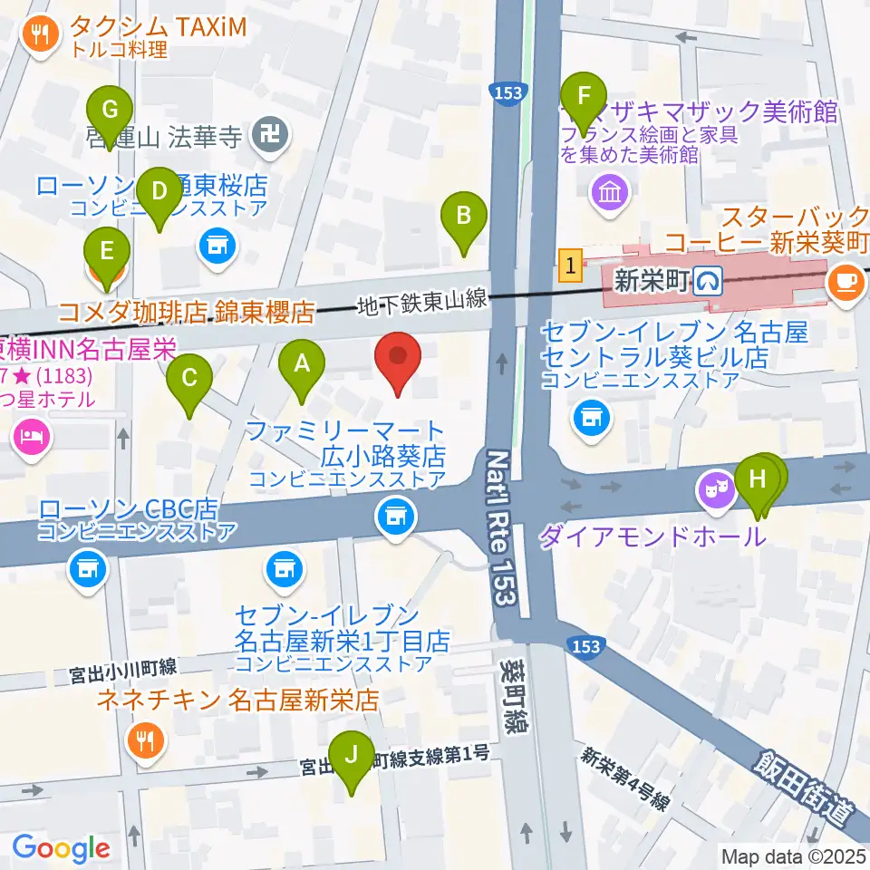 名古屋Jazz Spot Swing周辺のカフェ一覧地図