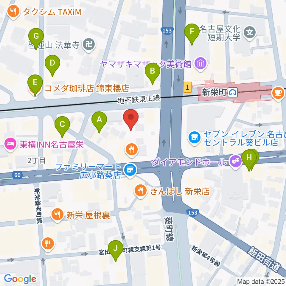 名古屋Jazz Spot Swing周辺のカフェ一覧地図