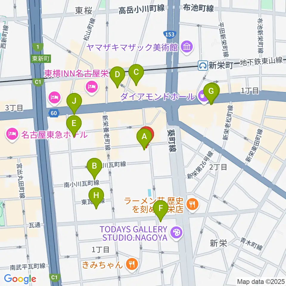新栄クラブロックンロール周辺のカフェ一覧地図
