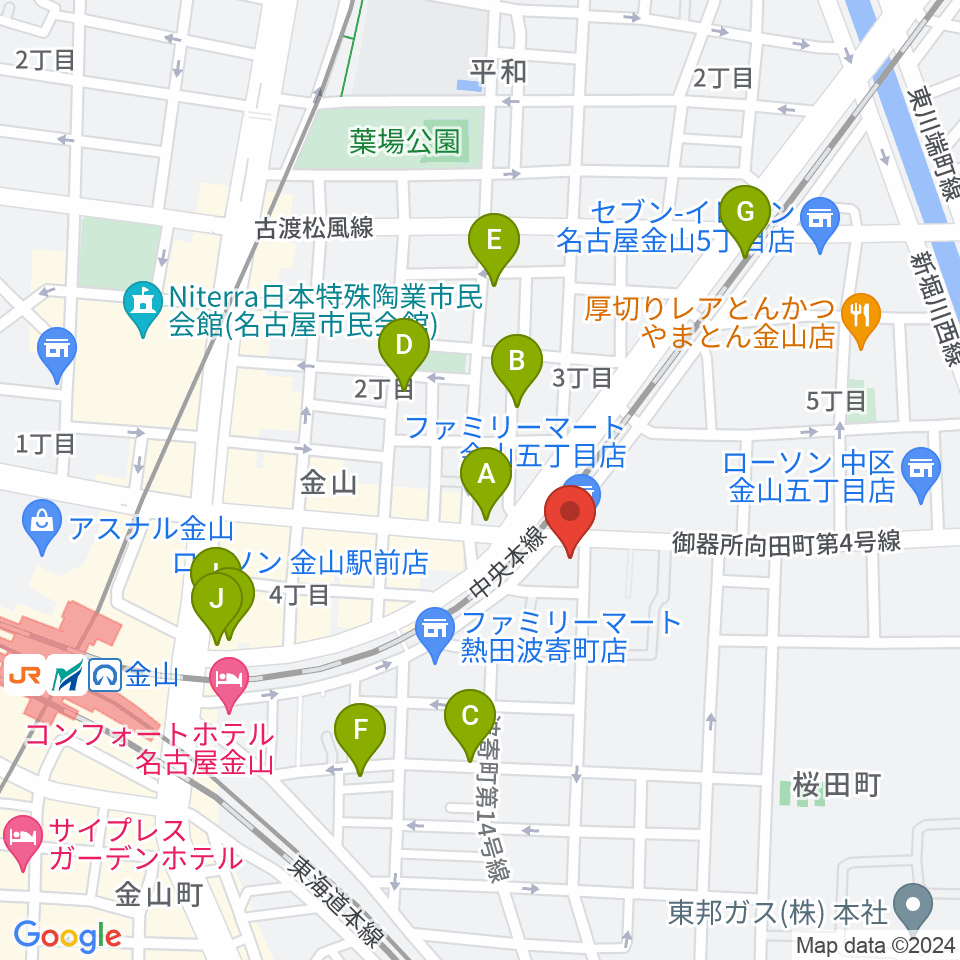 ミスターケニーズ周辺のカフェ一覧地図