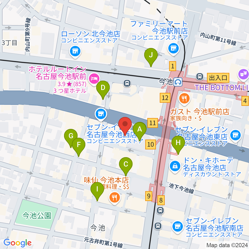 今池パラダイスカフェ21周辺のカフェ一覧地図