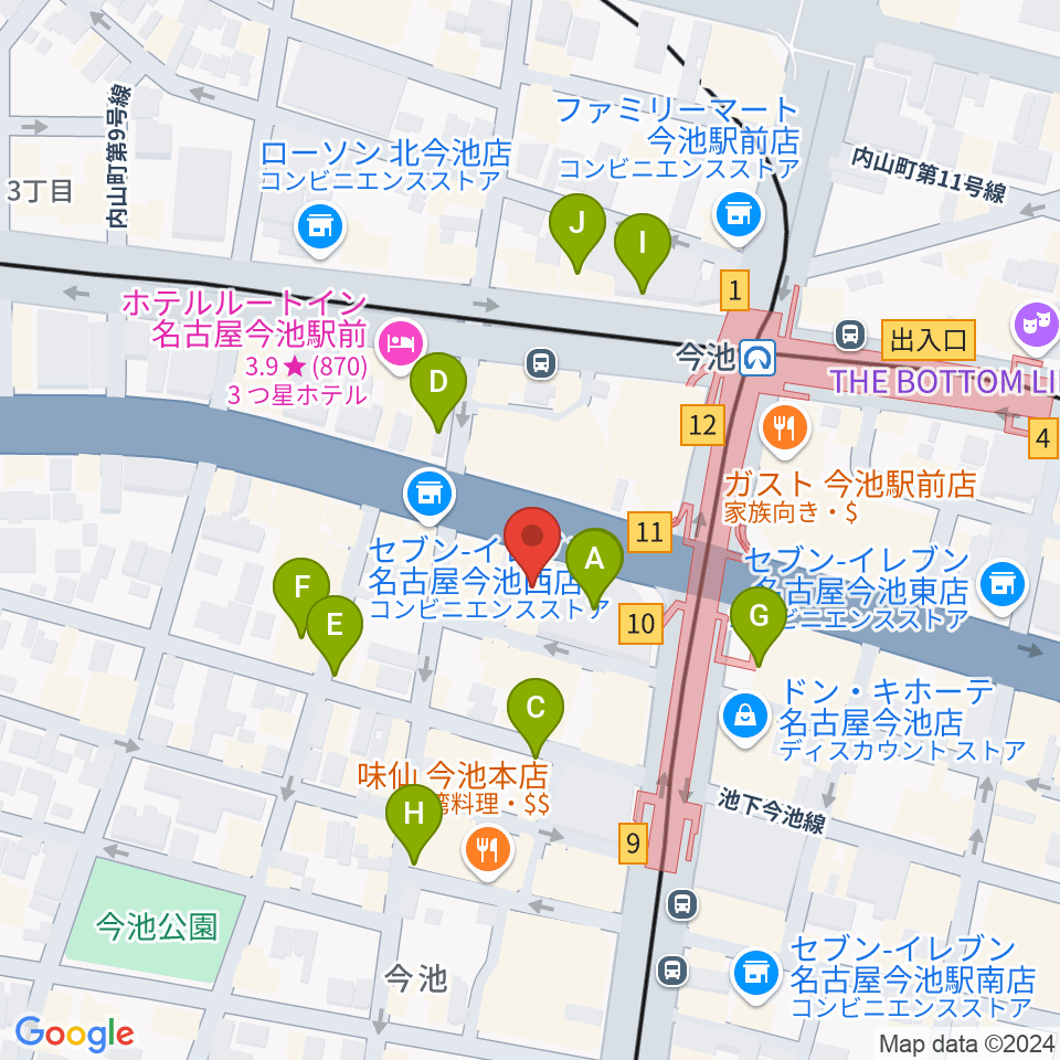 今池パラダイスカフェ21周辺のカフェ一覧地図