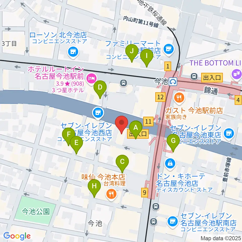 今池パラダイスカフェ21周辺のカフェ一覧地図