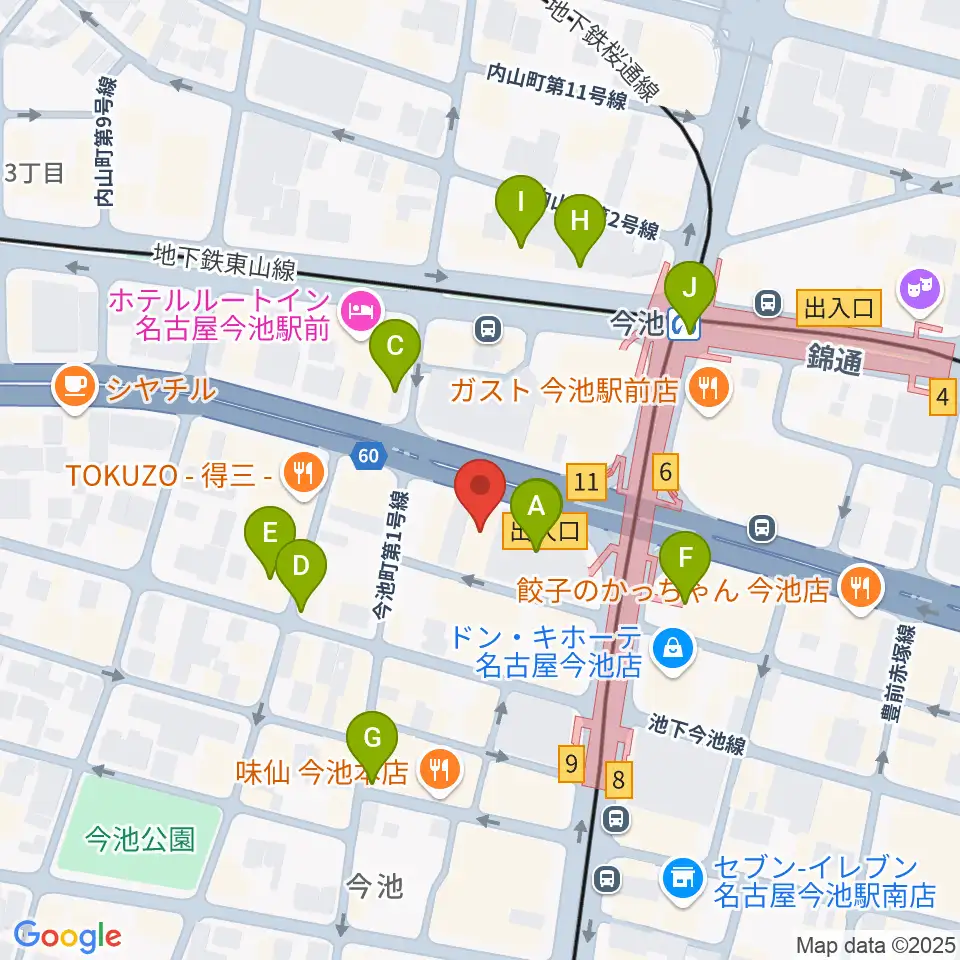 今池パラダイスカフェ21周辺のカフェ一覧地図