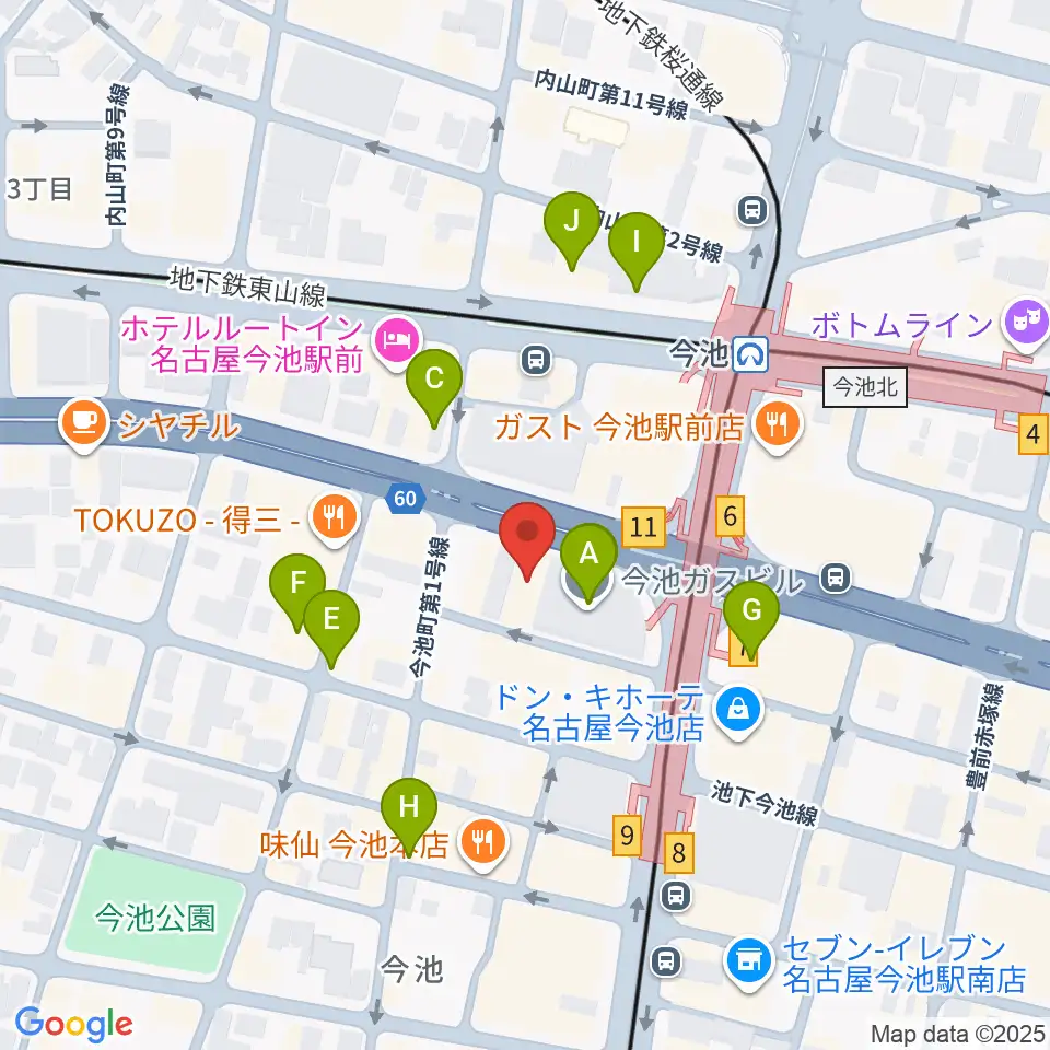 今池パラダイスカフェ21周辺のカフェ一覧地図