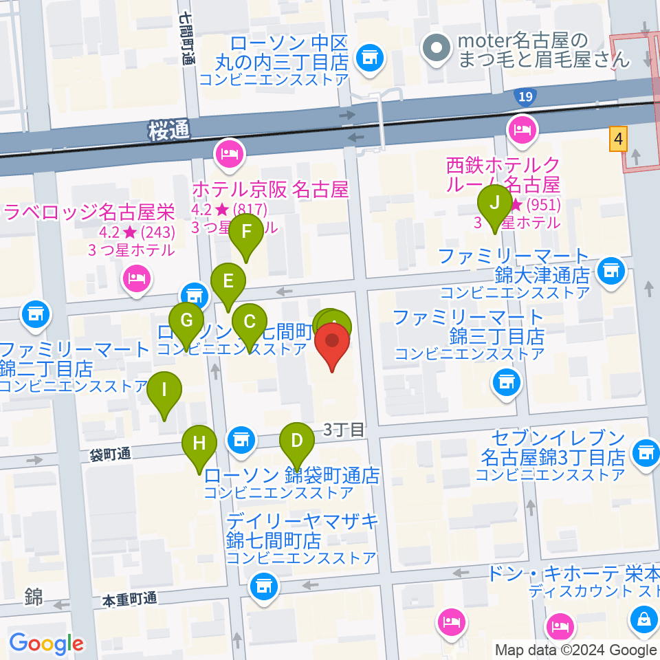 名古屋栄マイルス周辺のカフェ一覧地図