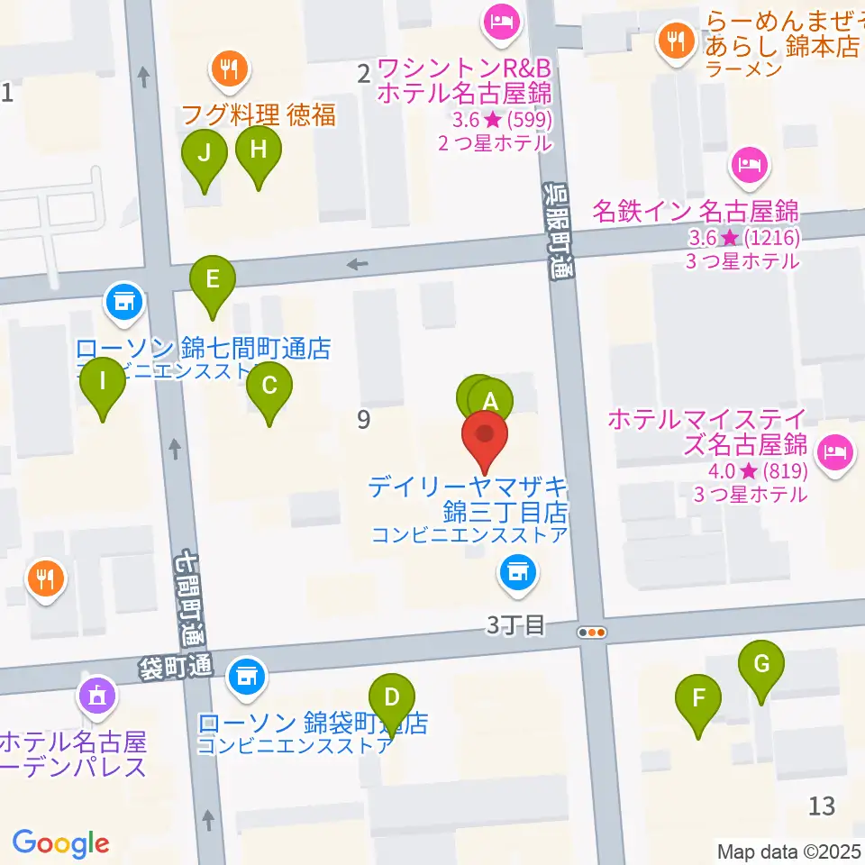 名古屋栄マイルス周辺のカフェ一覧地図