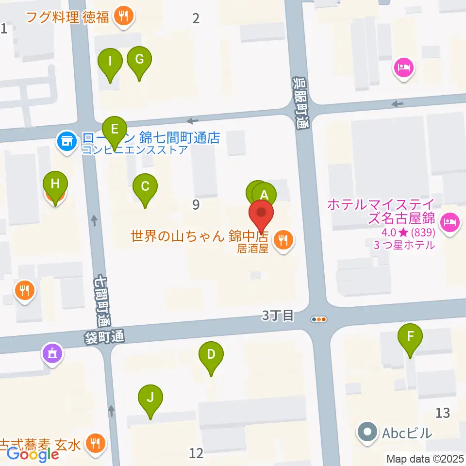 名古屋栄マイルス周辺のカフェ一覧地図