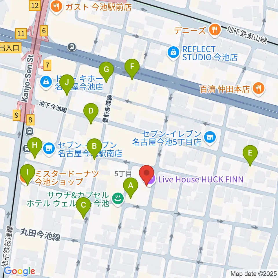今池ハックフィン周辺のカフェ一覧地図