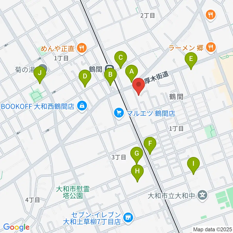 鶴間スタジオアジャ周辺のカフェ一覧地図