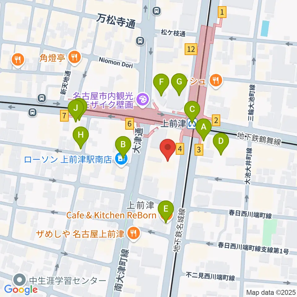 上前津Club Zion周辺のカフェ一覧地図