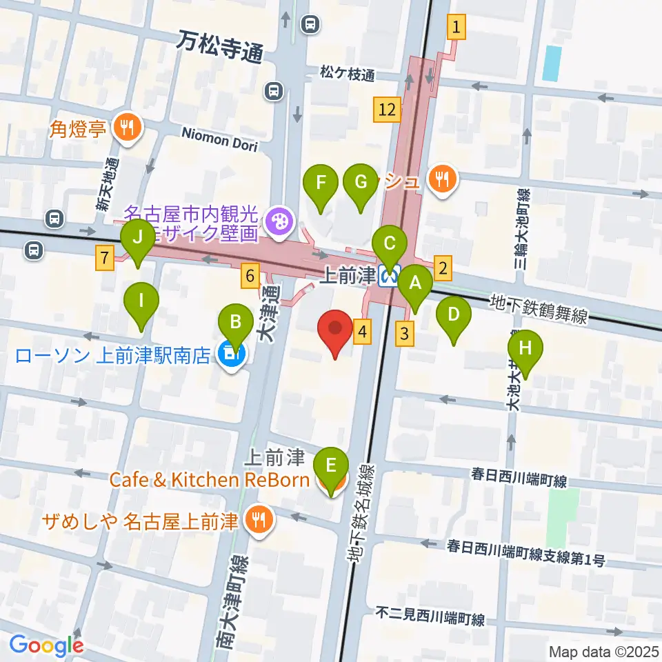上前津Club Zion周辺のカフェ一覧地図