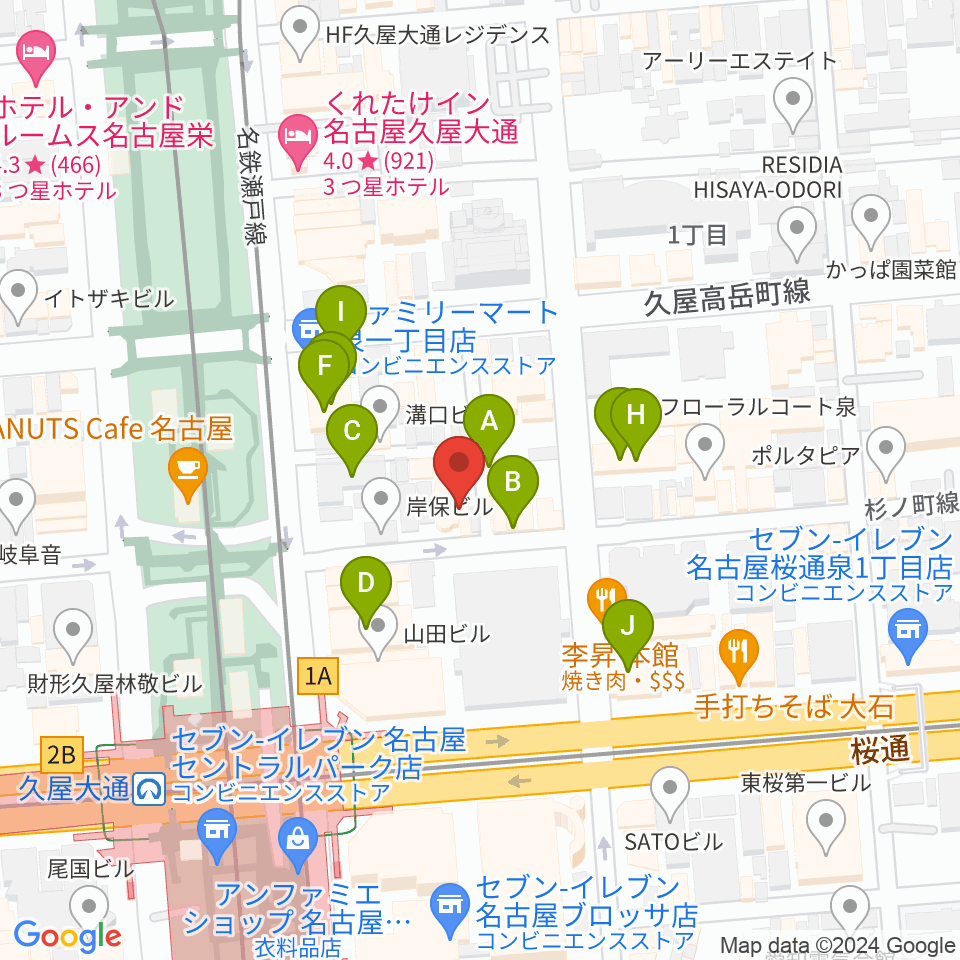 名古屋アンティークノエル周辺のカフェ一覧地図