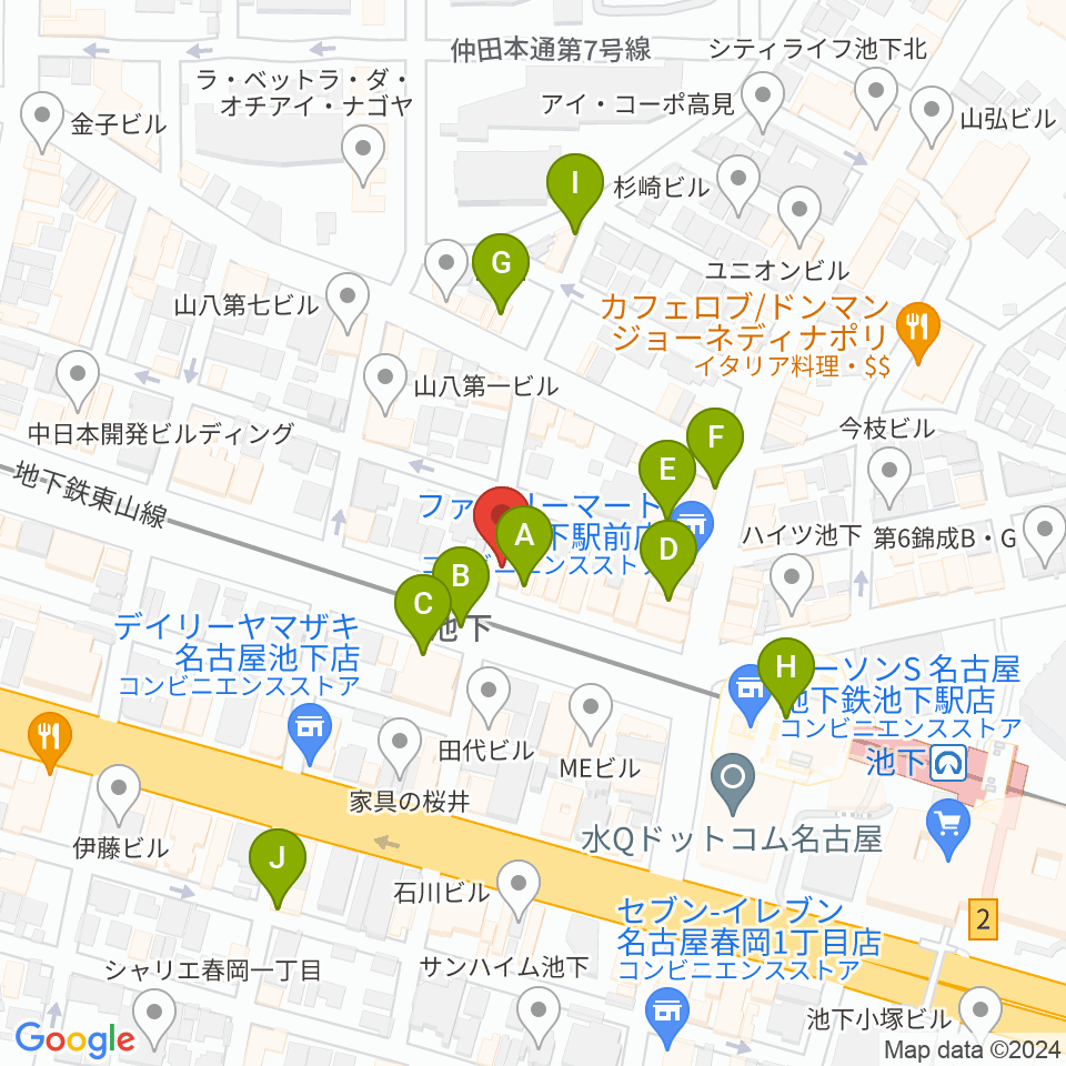 池下CLUB UPSET周辺のカフェ一覧地図