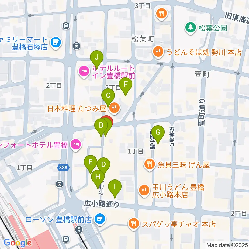 豊橋ハウスオブクレイジー周辺のカフェ一覧地図