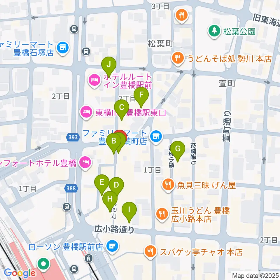 豊橋ハウスオブクレイジー周辺のカフェ一覧地図