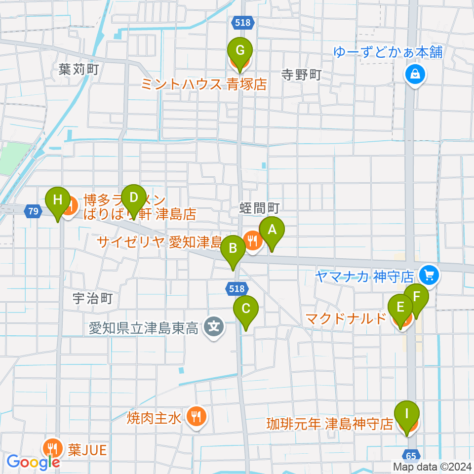 JAZZくれよん周辺のカフェ一覧地図