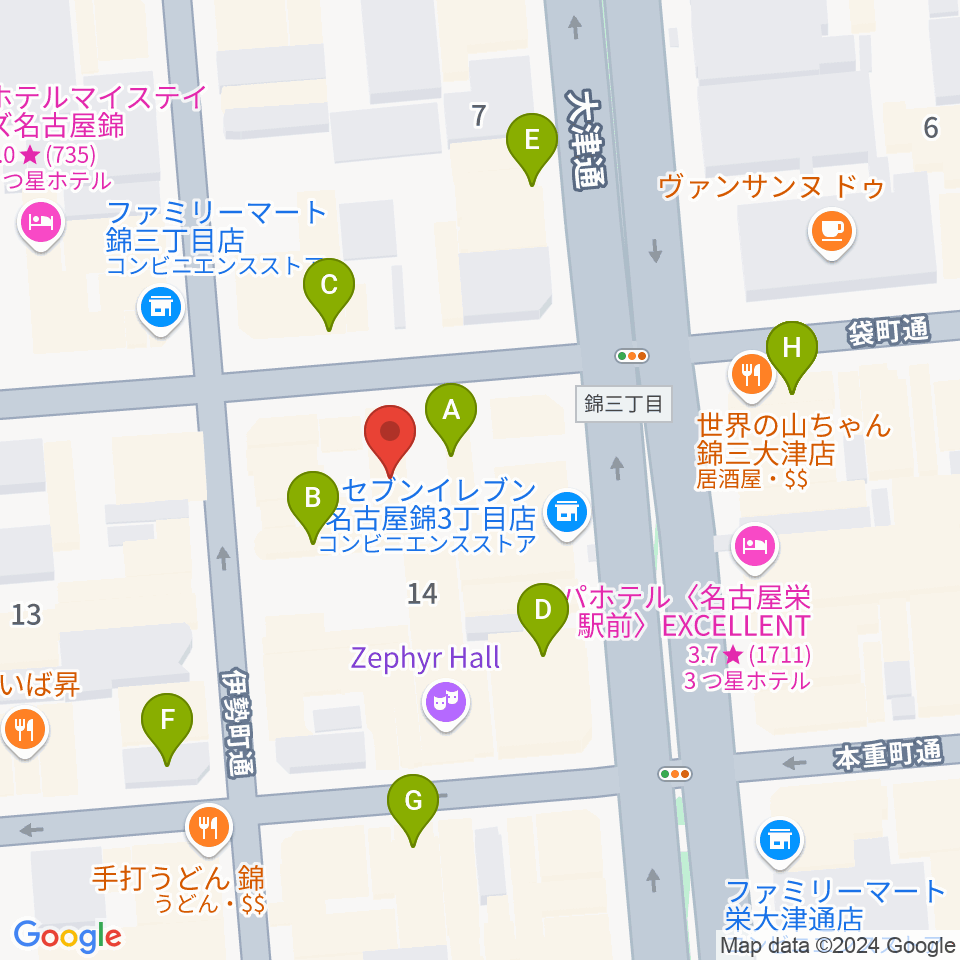 名古屋ケントス周辺のカフェ一覧地図