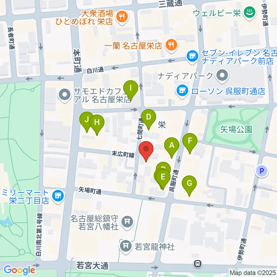 名古屋HOLIDAY NEXT周辺のカフェ一覧地図