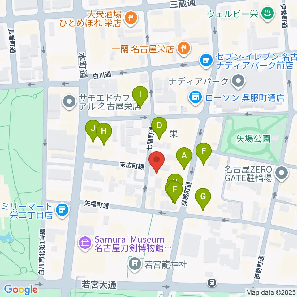 名古屋HOLIDAY NEXT周辺のカフェ一覧地図