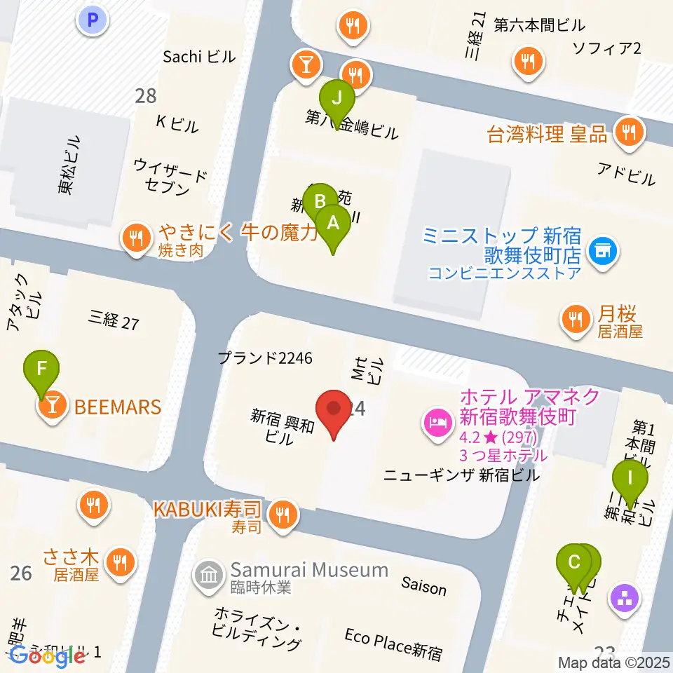 HOLIDAY SHINJUKU周辺のカフェ一覧地図