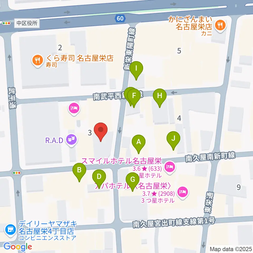 名古屋JB’S周辺のカフェ一覧地図