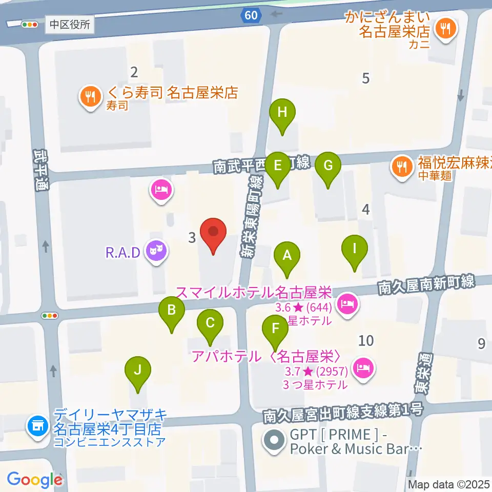 名古屋JB’S周辺のカフェ一覧地図