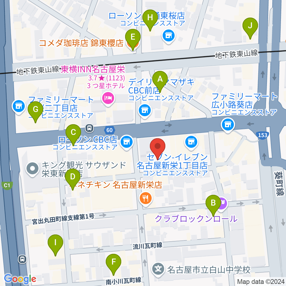 新栄club buddha周辺のカフェ一覧地図