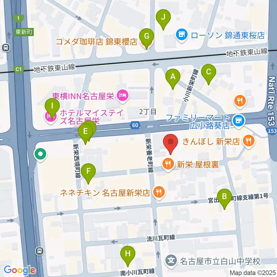 新栄club buddha周辺のカフェ一覧地図