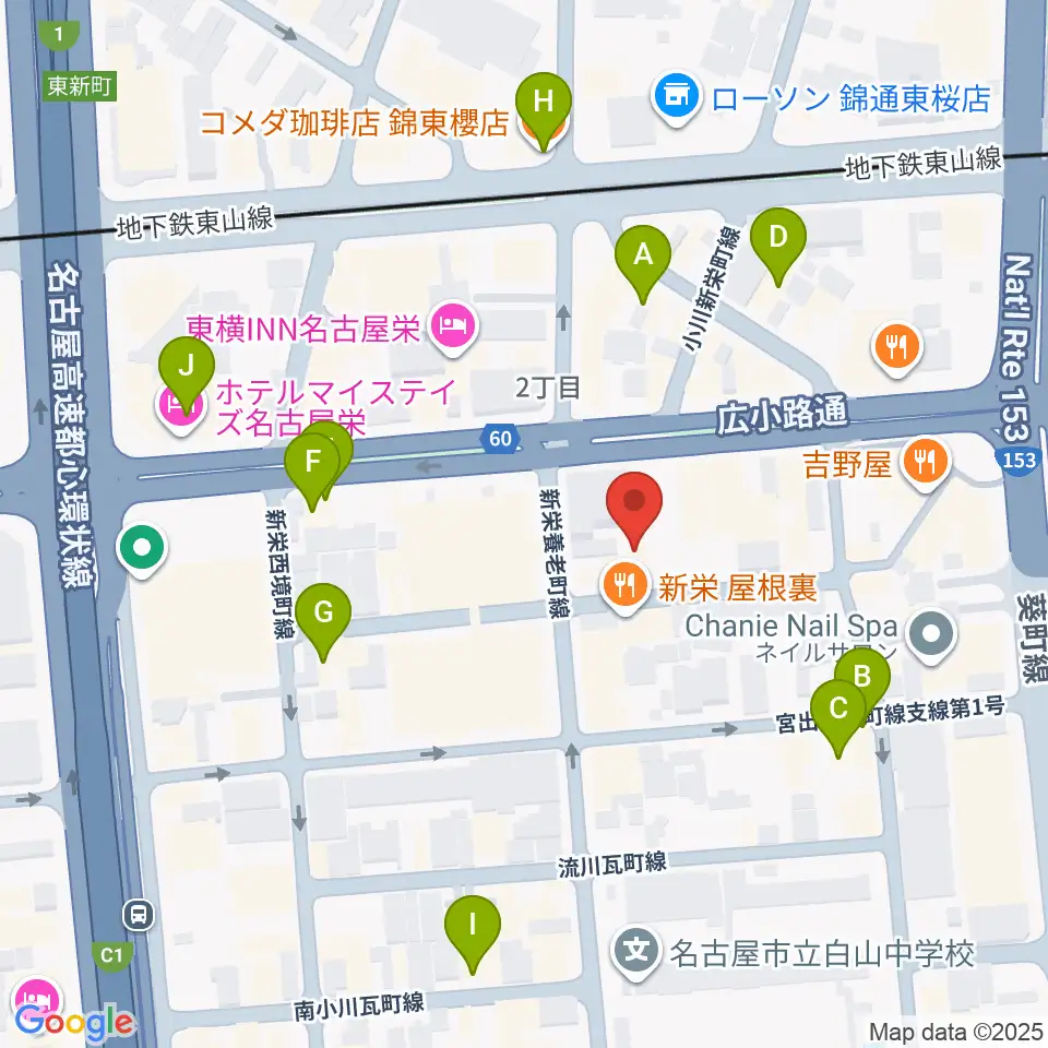 新栄club buddha周辺のカフェ一覧地図