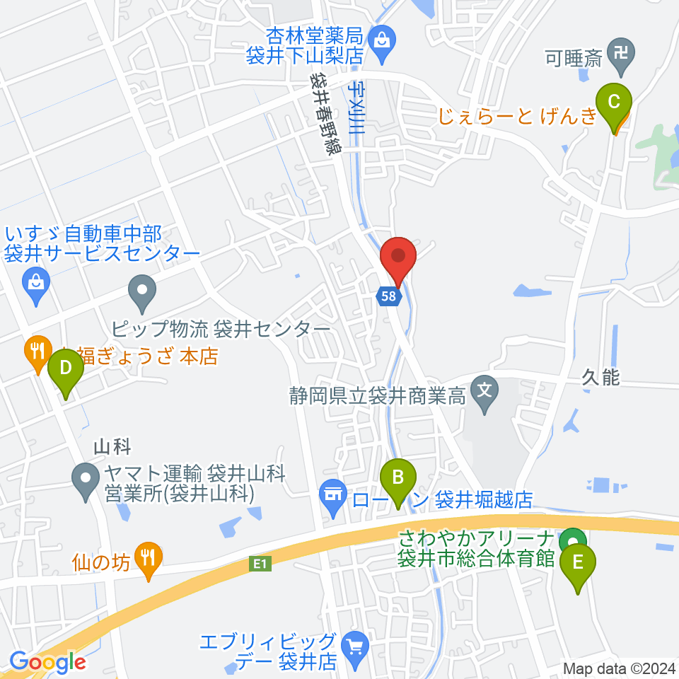 袋井マムゼル周辺のカフェ一覧地図