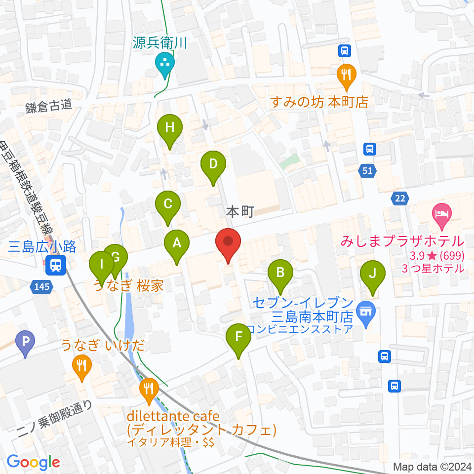 三島afterBeat周辺のカフェ一覧地図