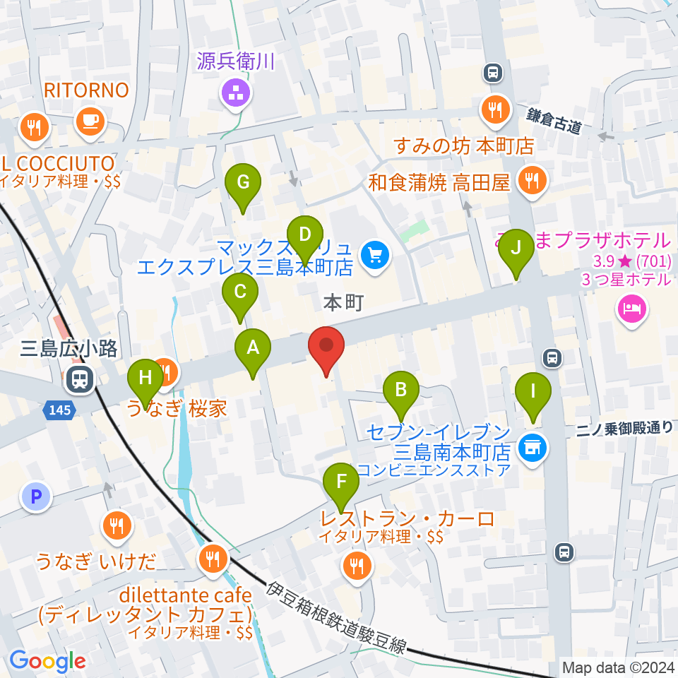 三島afterBeat周辺のカフェ一覧地図