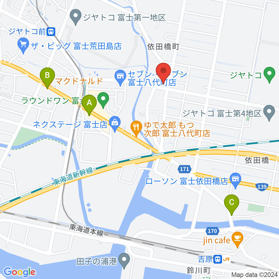 富士ケルン周辺のカフェ一覧地図
