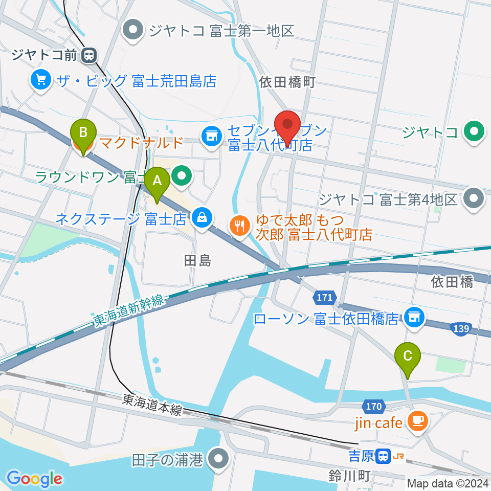 富士ケルン周辺のカフェ一覧地図