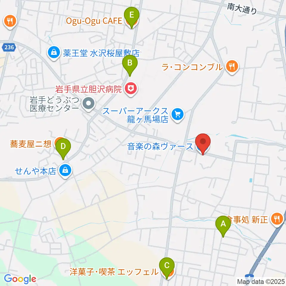 音楽の森ヴァース周辺のカフェ一覧地図