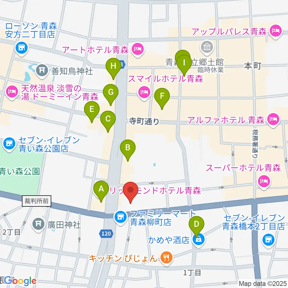 カワイ青森ショップ周辺のカフェ一覧地図