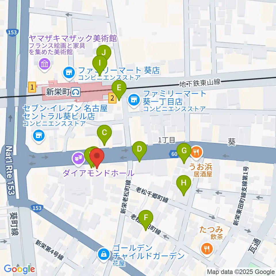 新栄Live & Lounge Vio周辺のカフェ一覧地図