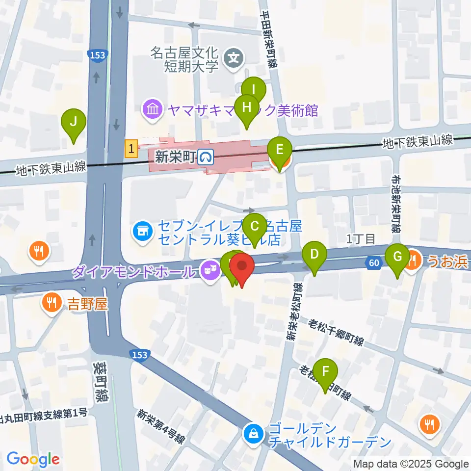 新栄Live & Lounge Vio周辺のカフェ一覧地図
