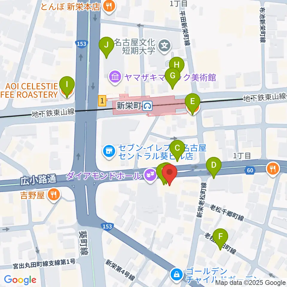 新栄Live & Lounge Vio周辺のカフェ一覧地図