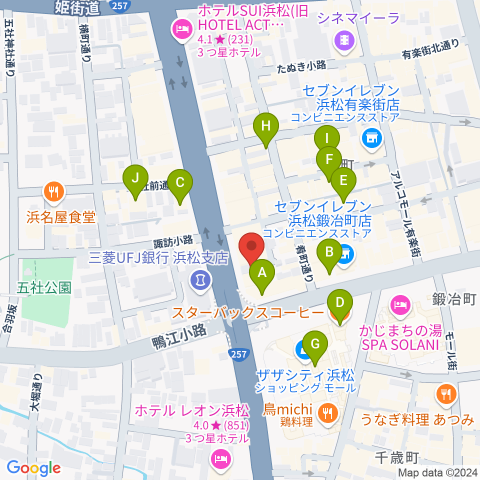 浜松SECOND周辺のカフェ一覧地図