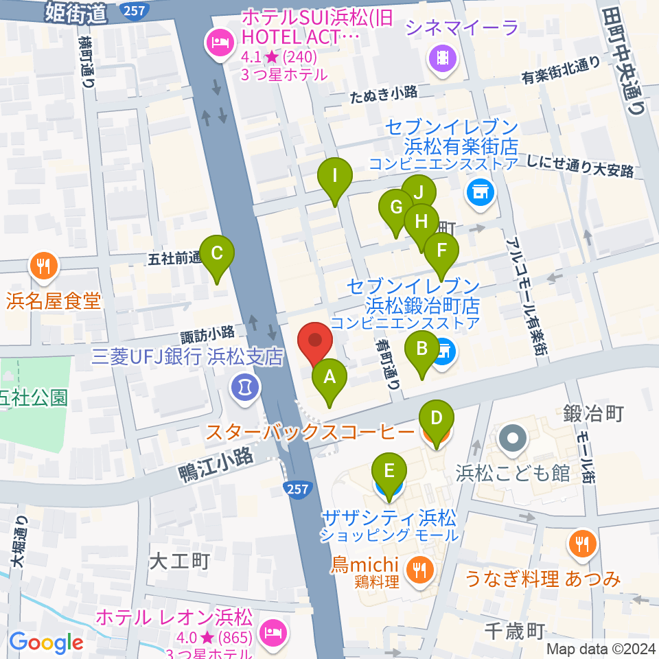 浜松SECOND周辺のカフェ一覧地図