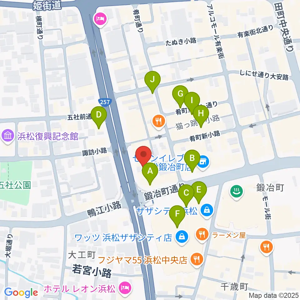 浜松SECOND周辺のカフェ一覧地図