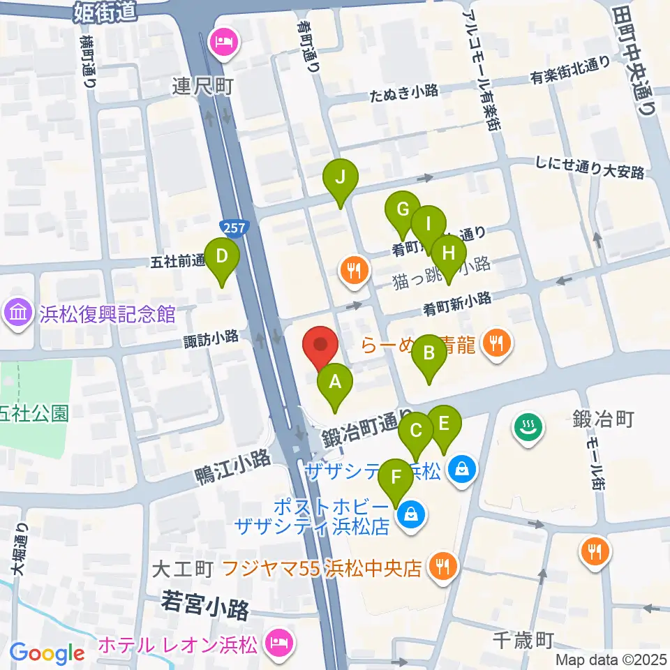 浜松SECOND周辺のカフェ一覧地図