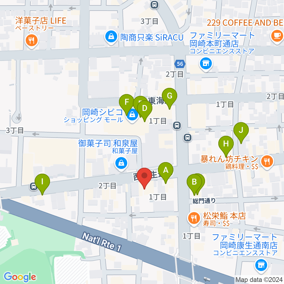 ひかりのラウンジ周辺のカフェ一覧地図