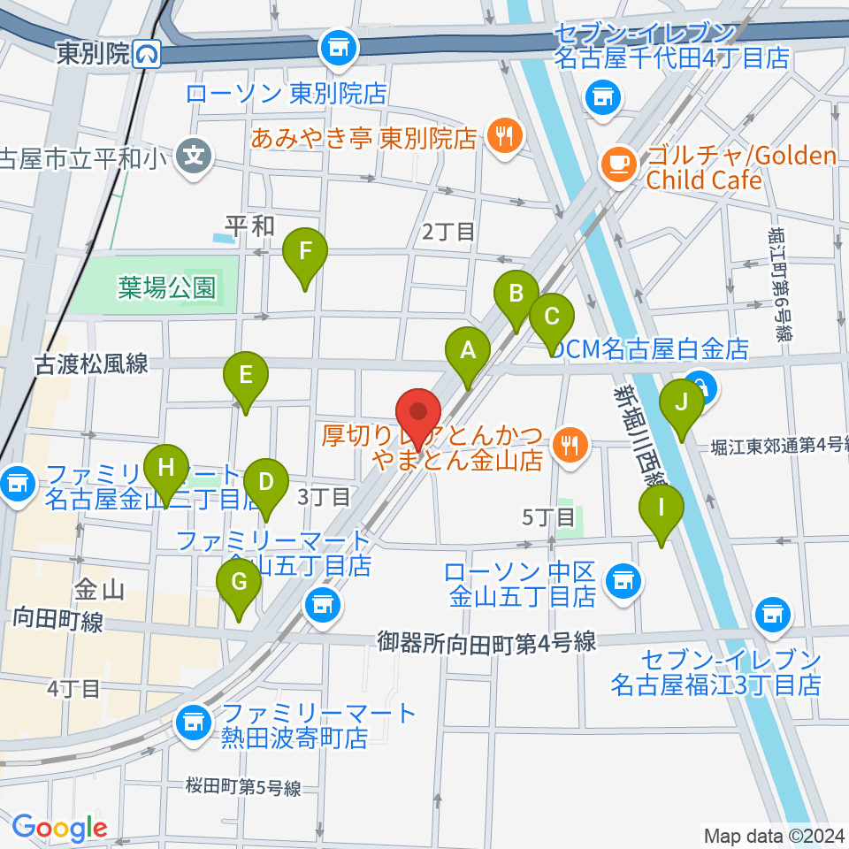 金山CLUB SARU周辺のカフェ一覧地図