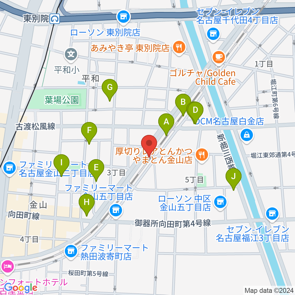 金山CLUB SARU周辺のカフェ一覧地図