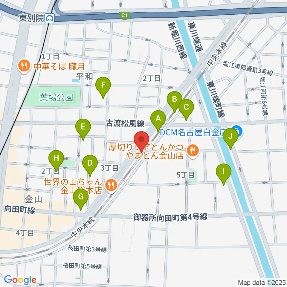 金山CLUB SARU周辺のカフェ一覧地図