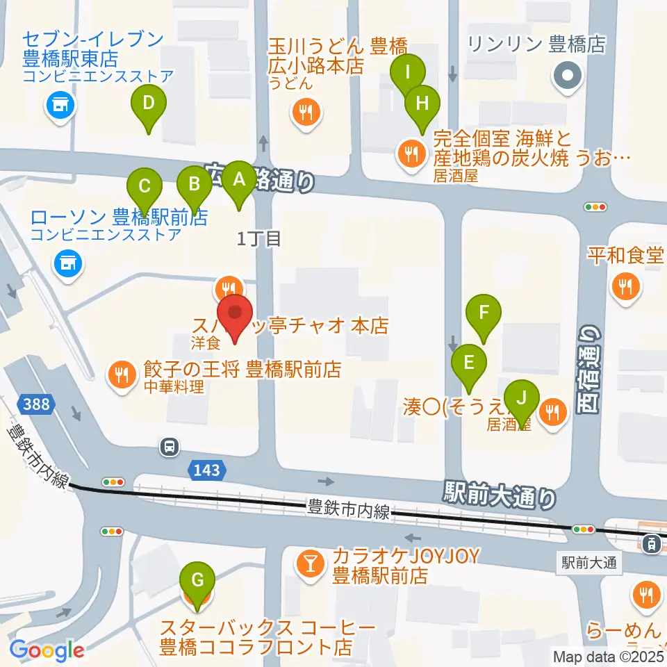 豊橋club KNOT周辺のカフェ一覧地図