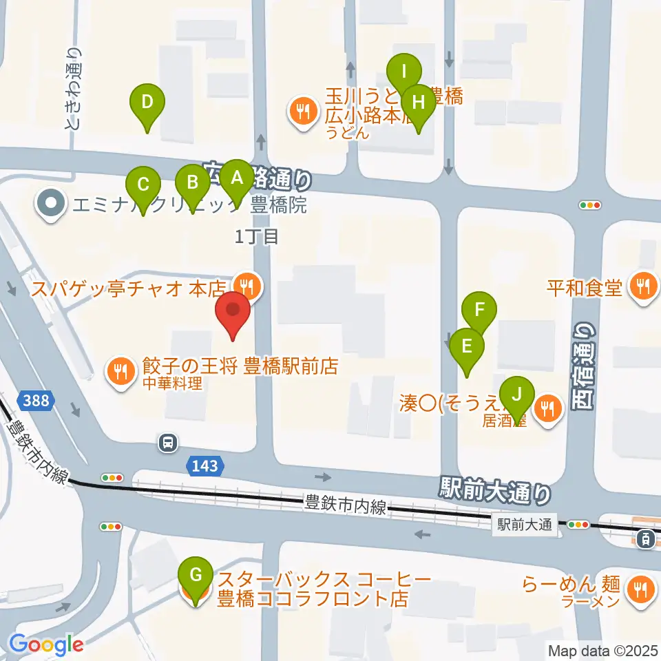 豊橋club KNOT周辺のカフェ一覧地図